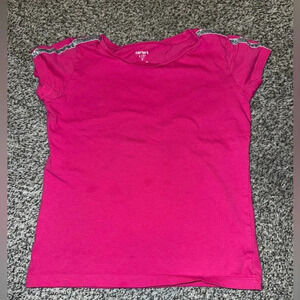 Carters kid pink tee shirt with silver glitter shoulder